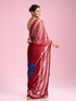 Mohey Glamourous Red Satin Saree