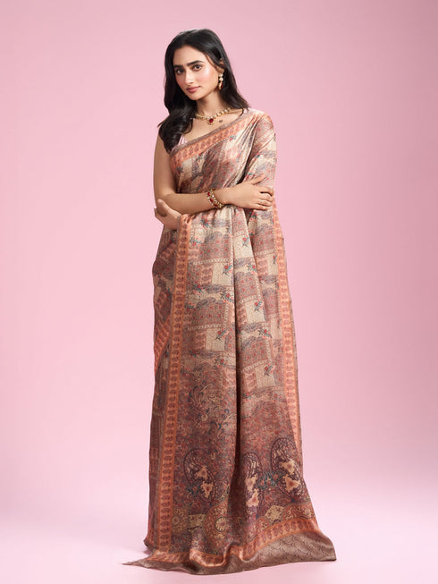 Mohey Fawn Peach Elegant Affair Saree
