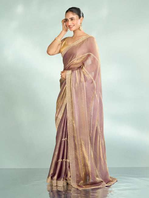 Mohey Purple Enchantment Organza Saree