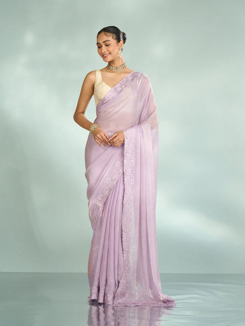 Mohey Purple Organza Splendor Saree