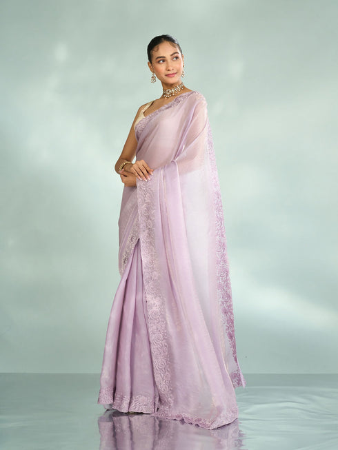 Mohey Purple Organza Splendor Saree