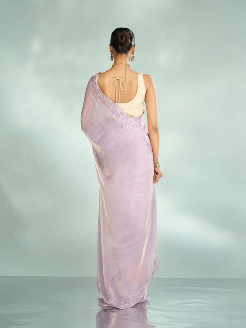 Mohey Purple Organza Splendor Saree