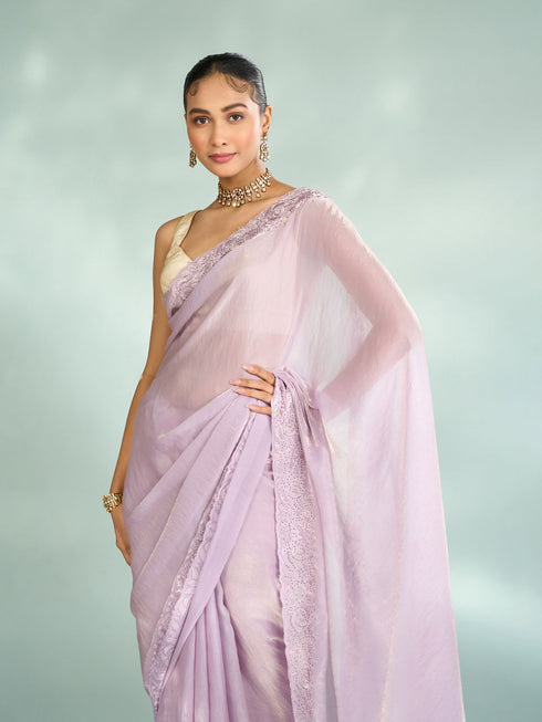 Mohey Purple Organza Splendor Saree