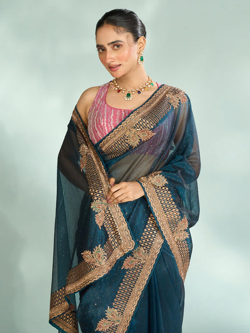 Mohey Minimally Blue Saree