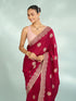 Mohey Gleaming Maroon Saree