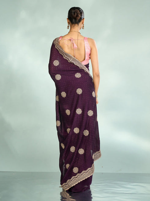 Mohey Wine Elegance Saree