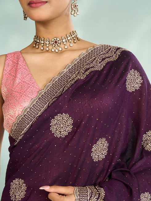 Mohey Wine Elegance Saree