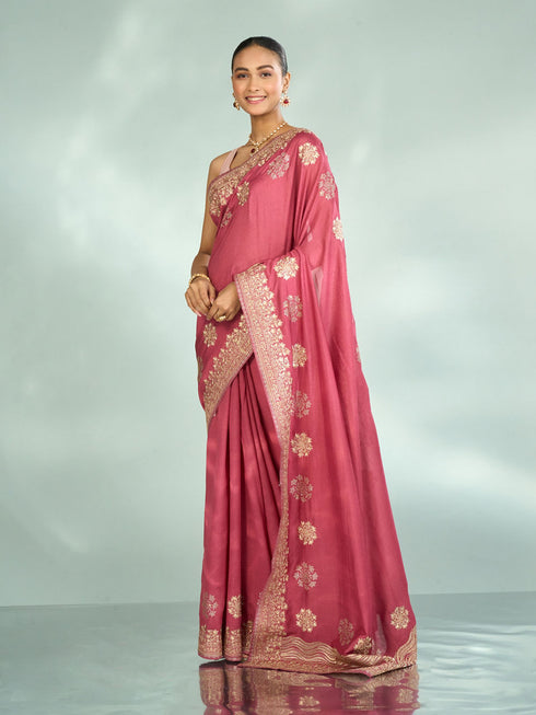 Mohey Pink Elegance Saree