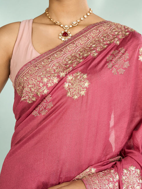 Mohey Pink Elegance Saree