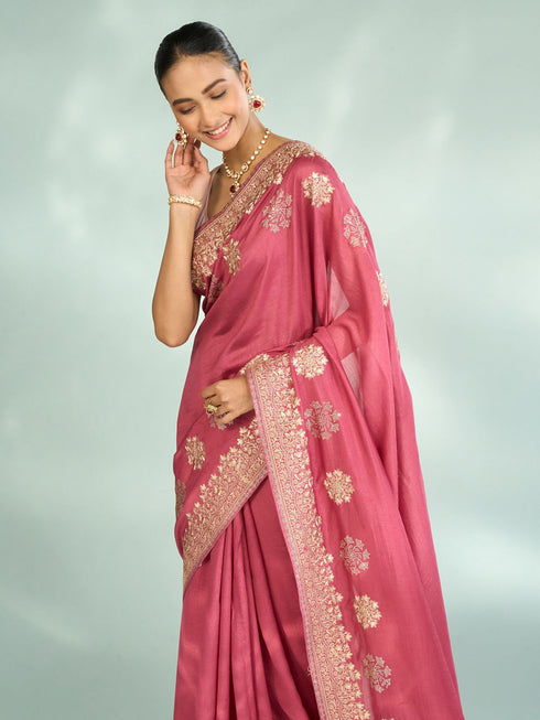 Mohey Pink Elegance Saree