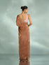 Mohey Elegant Rust Red Chinon Saree