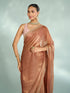 Mohey Elegant Rust Red Chinon Saree