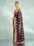 Mohey Wine Elegance Organza Saree