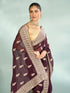 Mohey Wine Elegance Organza Saree