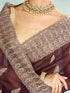 Mohey Wine Elegance Organza Saree