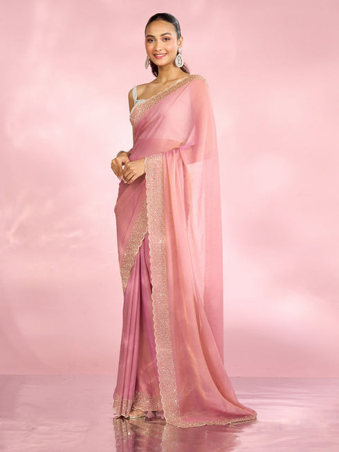 Mohey Radiant Pink Organza Saree