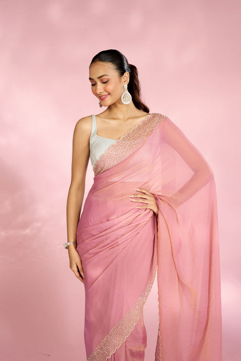 Mohey Radiant Pink Organza Saree