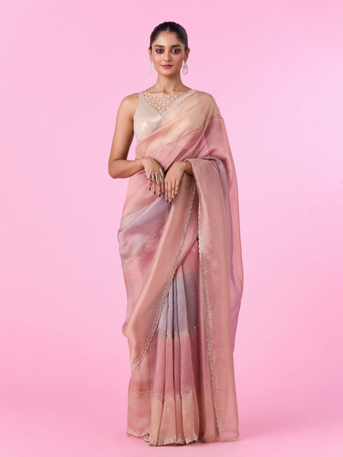 Mohey Pink Organza Saree