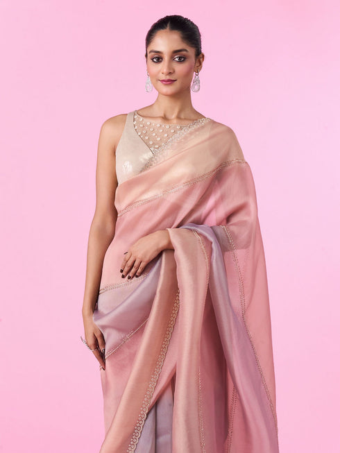Mohey Pink Organza Saree