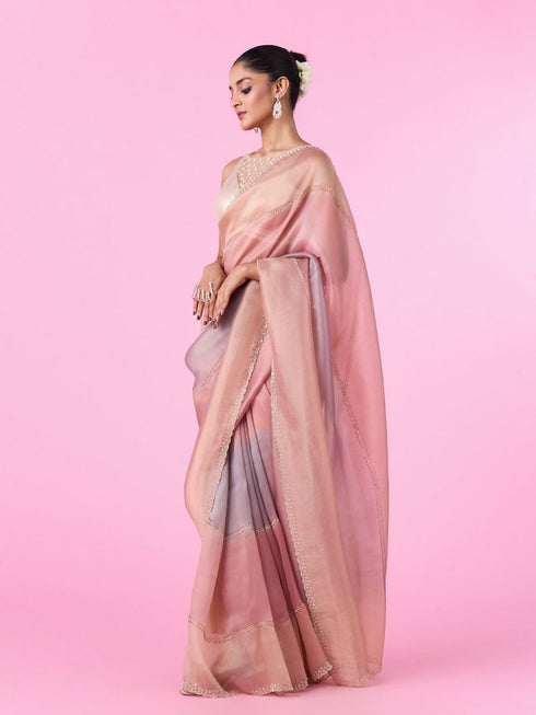 Mohey Pink Organza Saree