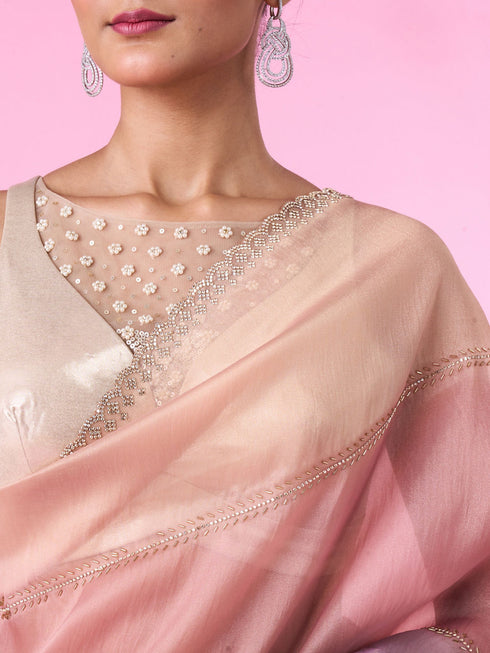 Mohey Pink Organza Saree