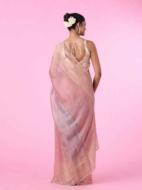 Mohey Pink Organza Saree
