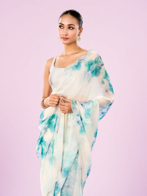 Mohey Green Organza Saree