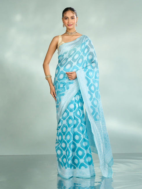 Mohey Elegant Light Blue Saree