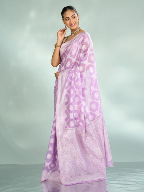 Mohey Lilac Elegance Saree