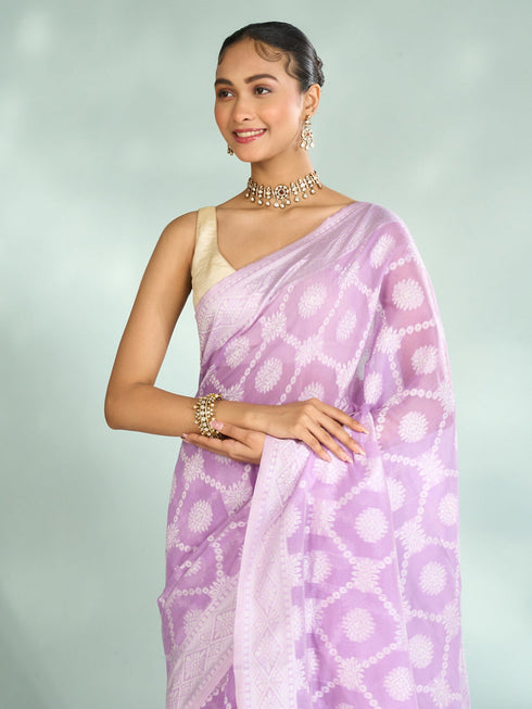 Mohey Lilac Elegance Saree