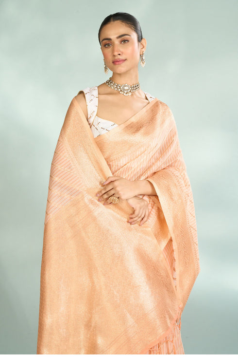 Mohey Peach Radiance Saree