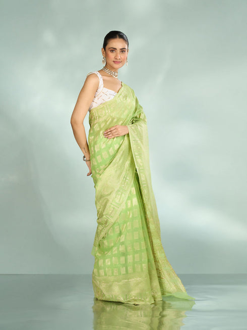 Mohey Pista Green Festive Saree