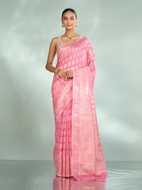 Mohey Eternal Pink Elegance Saree
