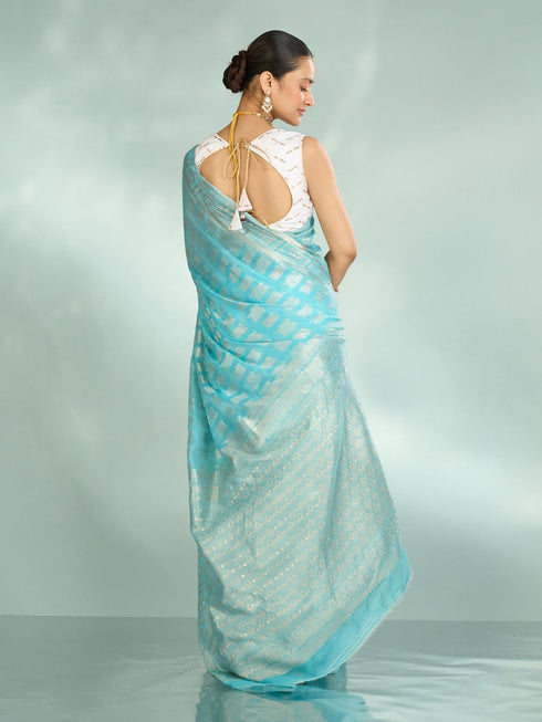 Mohey Luminous Light Blue Splendor Saree