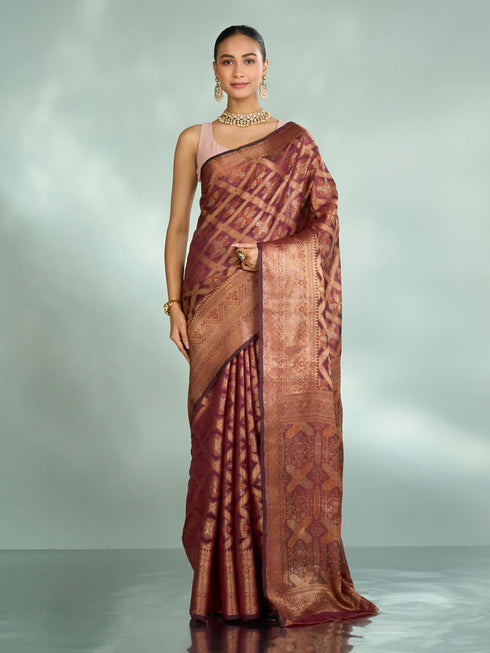Mohey Radiant Wine Saree
