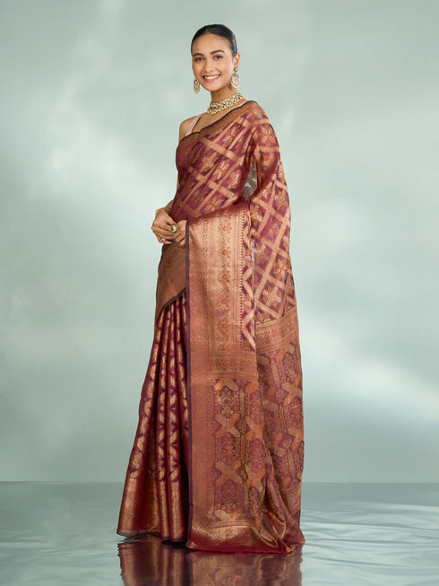 Mohey Radiant Wine Saree