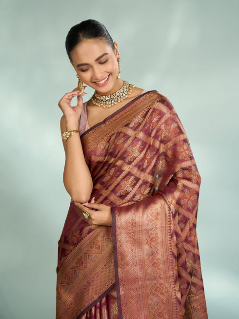 Mohey Radiant Wine Saree