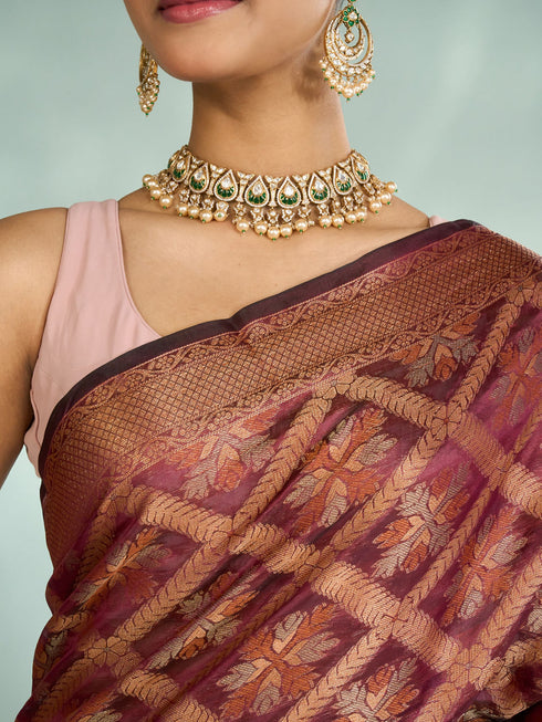 Mohey Radiant Wine Saree