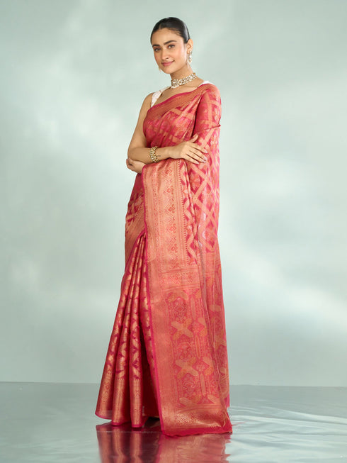 Mohey Royal Pink Elegance Saree