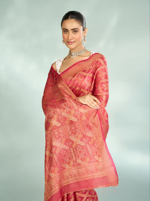 Mohey Royal Pink Elegance Saree