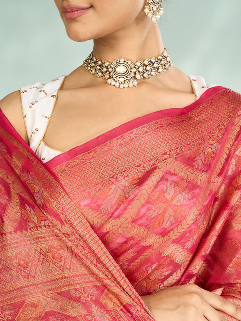 Mohey Royal Pink Elegance Saree