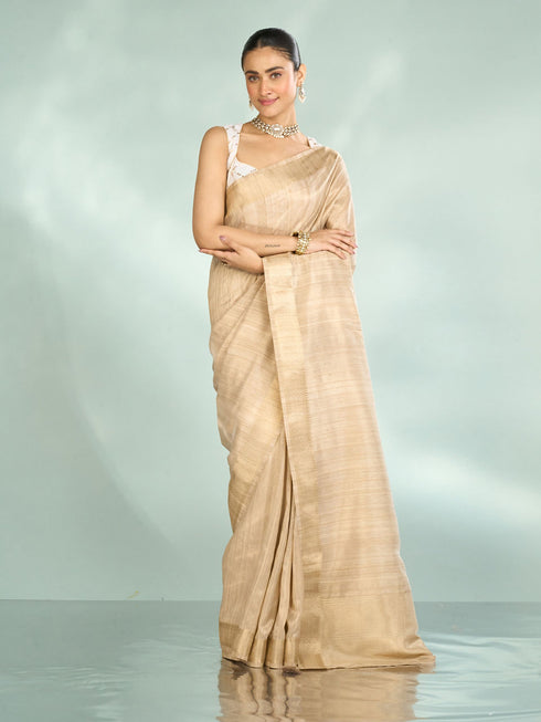 Mohey Fawn Festive Resplendence Banarasi Saree
