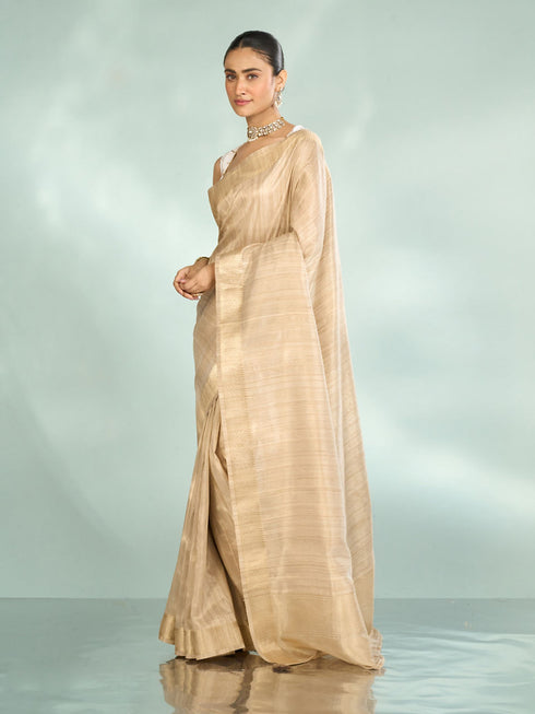 Mohey Fawn Festive Resplendence Banarasi Saree
