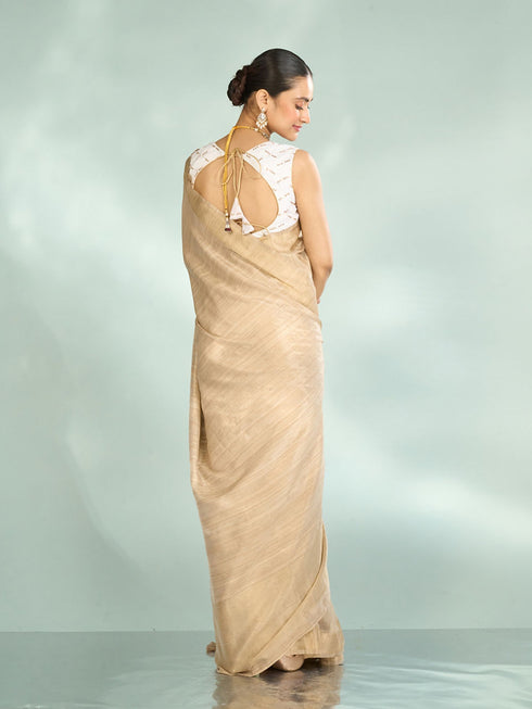 Mohey Fawn Festive Resplendence Banarasi Saree