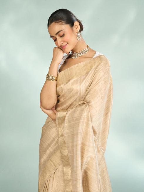 Mohey Fawn Festive Resplendence Banarasi Saree