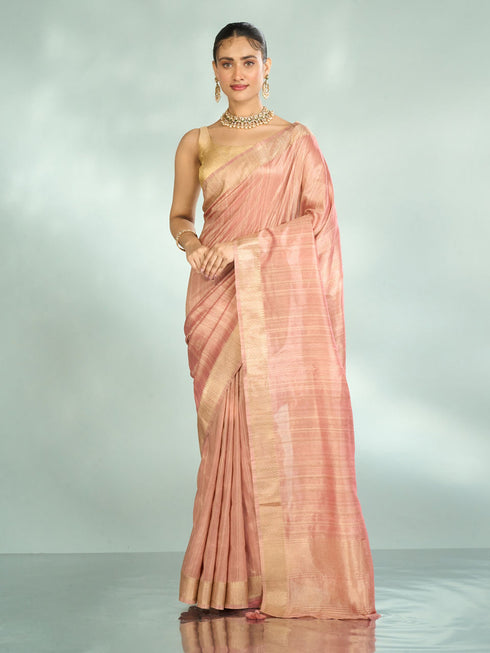 Mohey Elegant Pink Silk Saree
