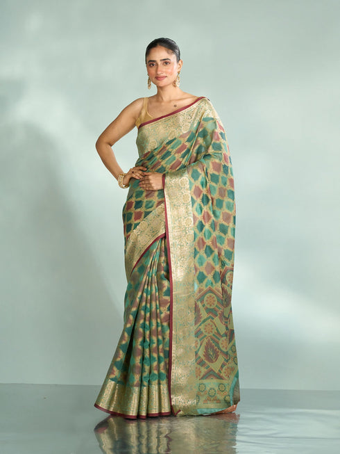 Mohey Enchanting Rama Green Saree