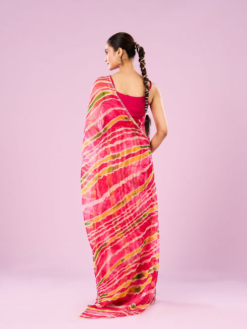 Mohey Elegant Pink Chiffon Saree