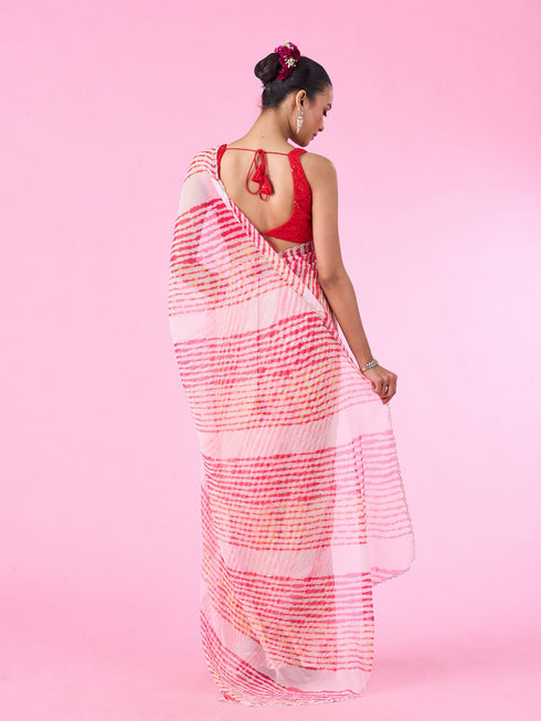 Mohey Radiant Rani Pink Chiffon Saree