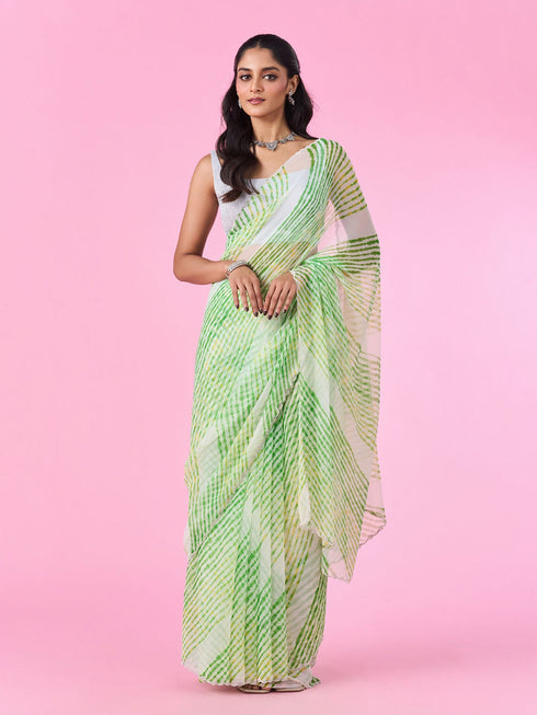 Mohey Emerald Elegance Chiffon Saree